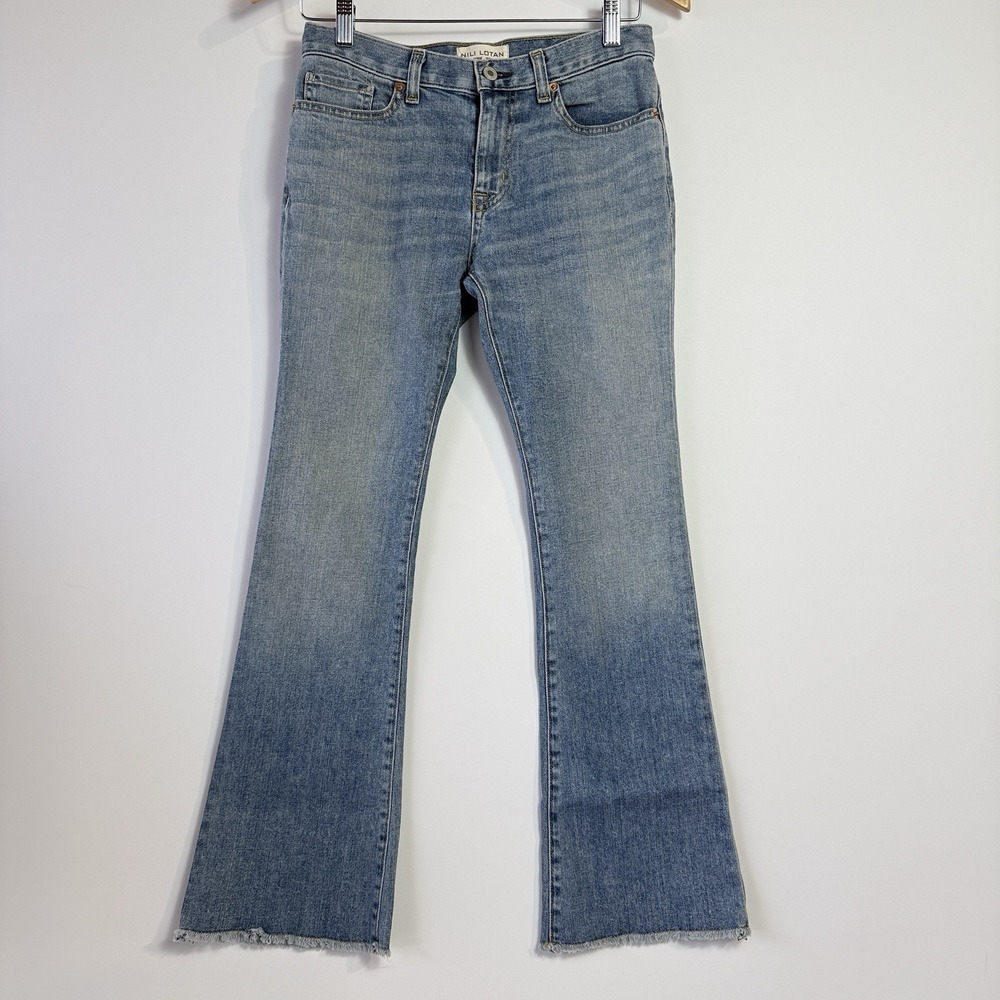 Nili Lotan Jenna Bootcut Jeans Blanca Wash Women's 25 Raw Hem 27" Inseam $395